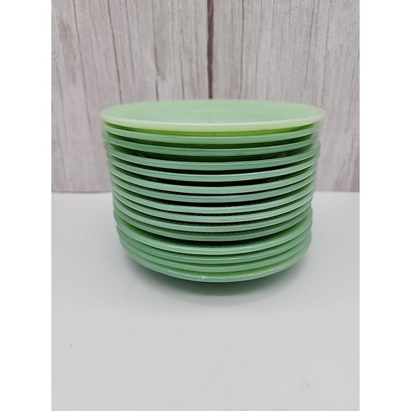 Fire King Jadite Jane Ray Saucer Green Oven Glass Vintage Anchor Hocking Ribbed - Picture 5 of 12